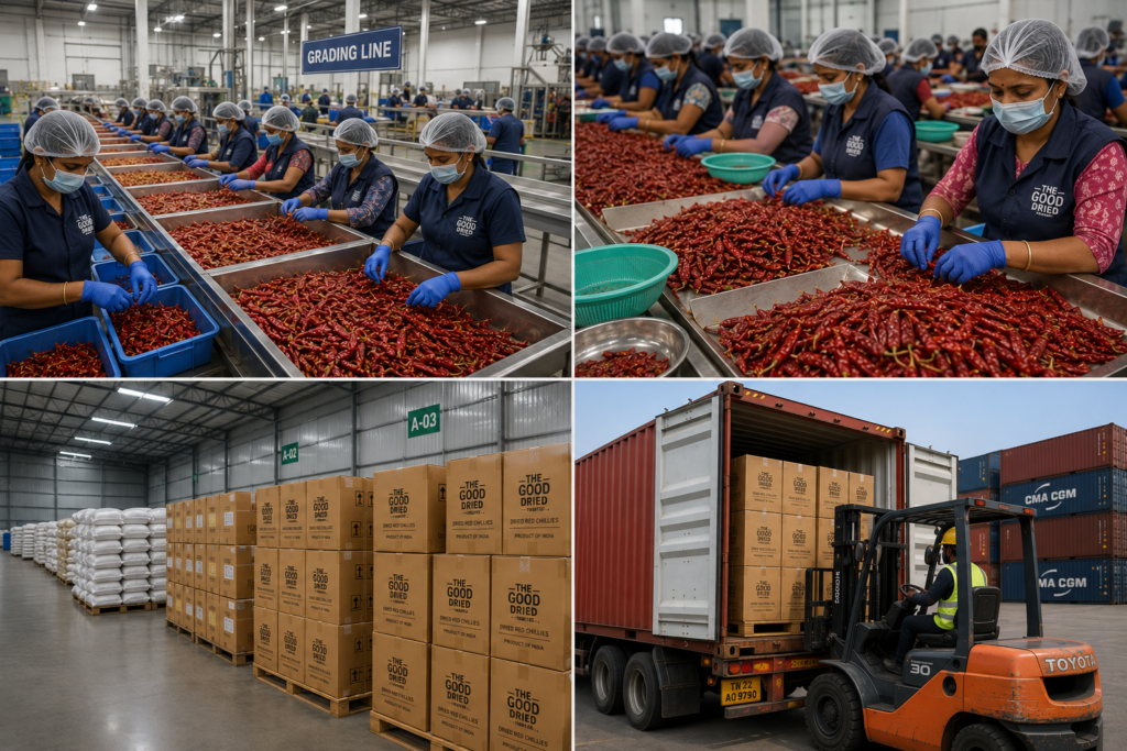 Best Indian Chilli Exporter container loading