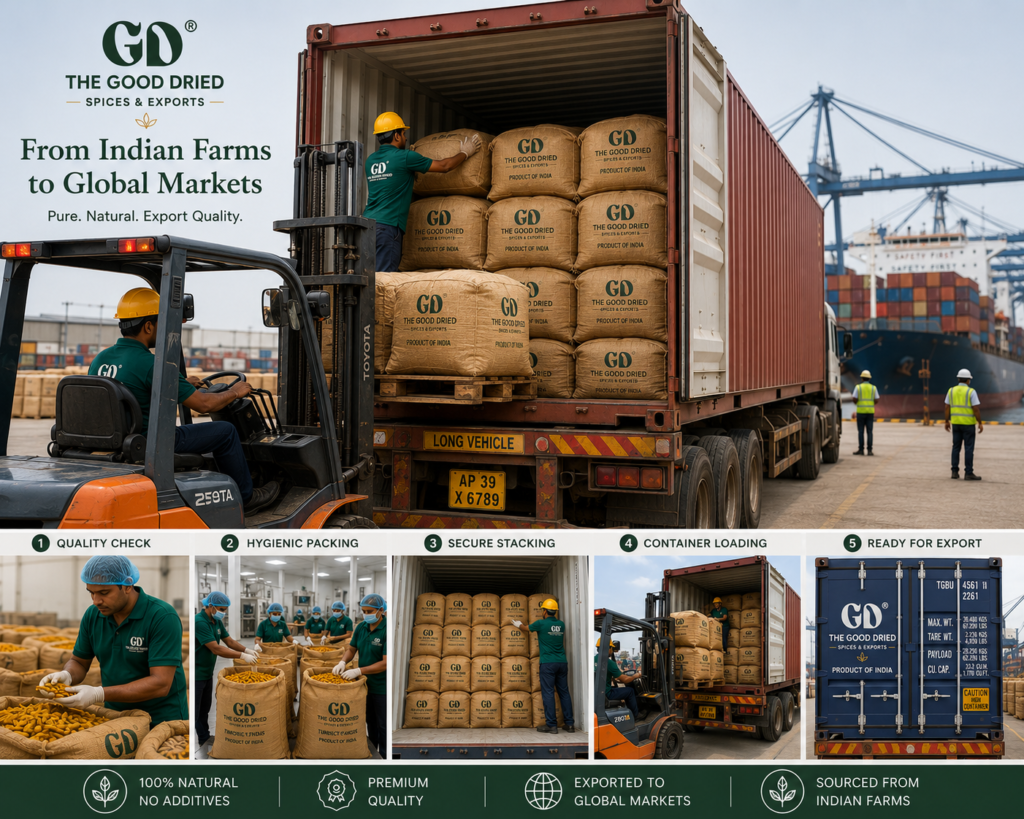 Indian spice export container loading