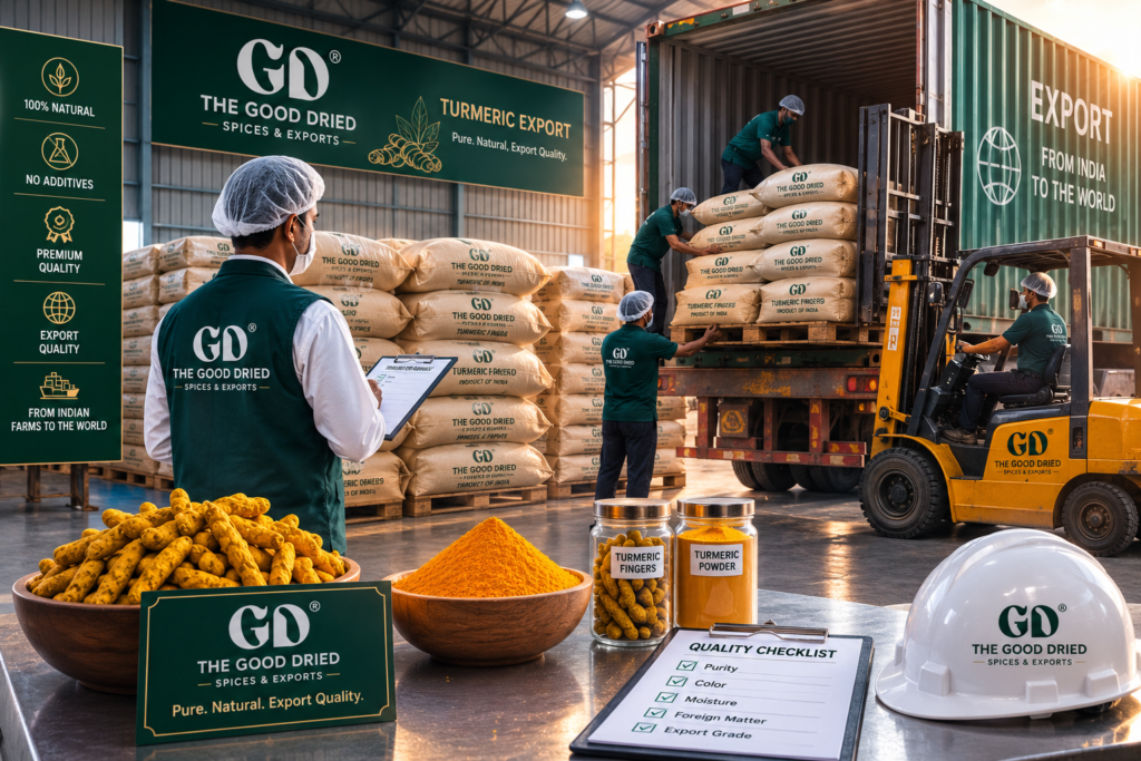 Indian turmeric exporter warehouse