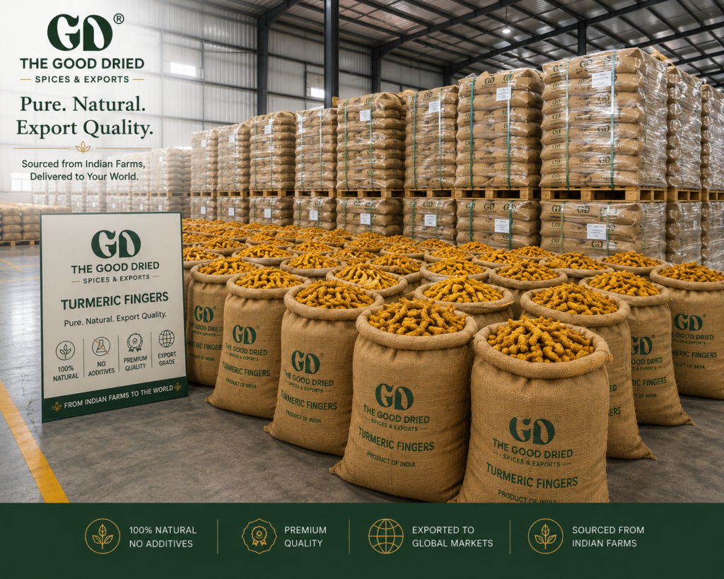 Bulk turmeric fingers for export