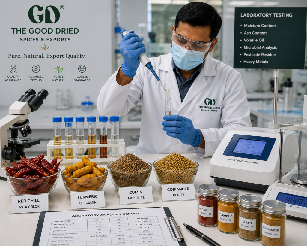 Indian spice quality testing in laboratory