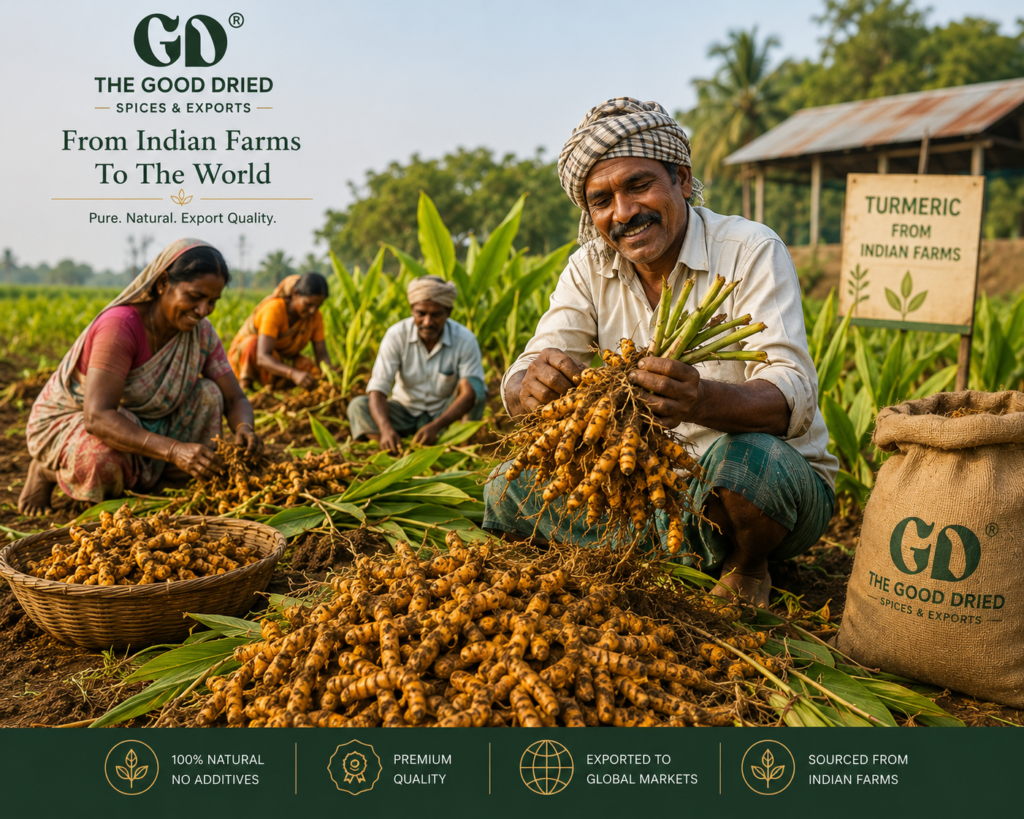 Indian turmeric fingers prepared for export