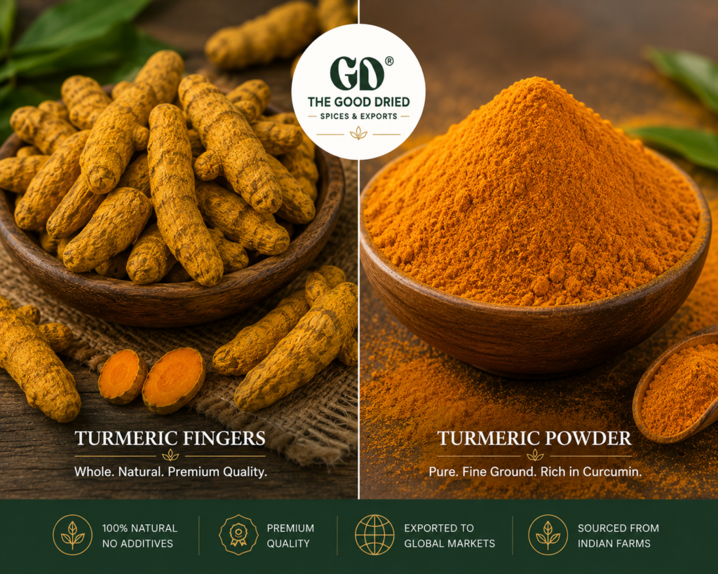 Turmeric fingers and turmeric powder